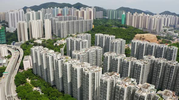 Hong Kong downtown with skyscraper