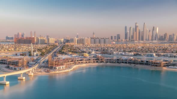 Jumeirah Palm Island Skyline Timelapse in Dubai UAE