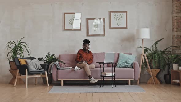 African American Woman Studying from Home