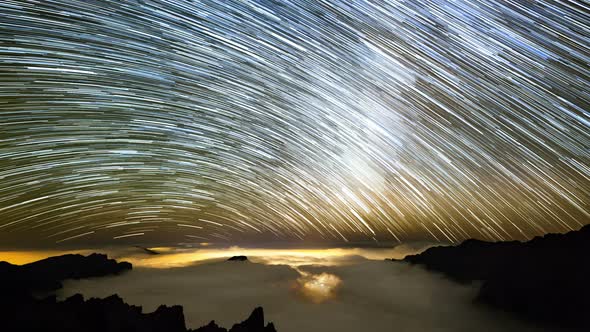 Milkyway Startrails Above La Palma Timelapse in 4K