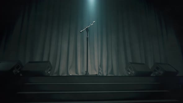 Stand With Microphone On Empty Stage