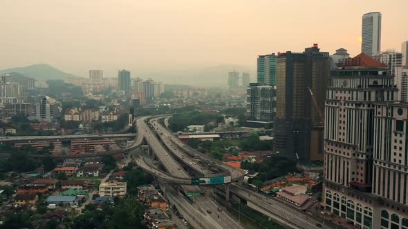 Kuala Lumpur city Highway on sunset in Malaysia.