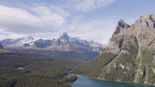 Scenic View of Glacier Lake with Canadian Rocky Mountains