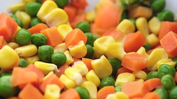 Close Up of Corn Carrot and Beans in a Bowl