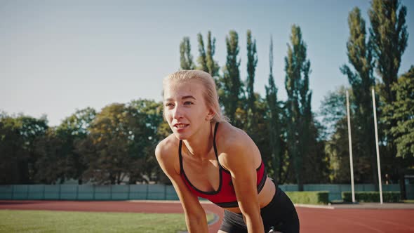 Close Up of Lovely Blonde Athletic Woman