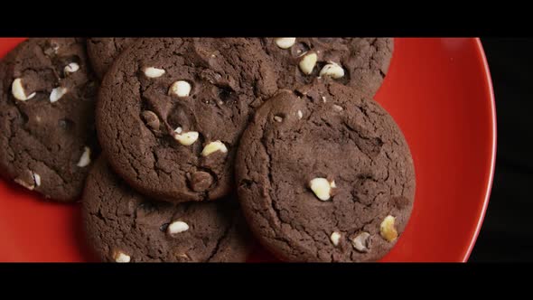 Cinematic, Rotating Shot of Cookies on a Plate 