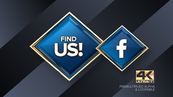 Facebook Find Us! Rotating Sign 4K Looping Design Element