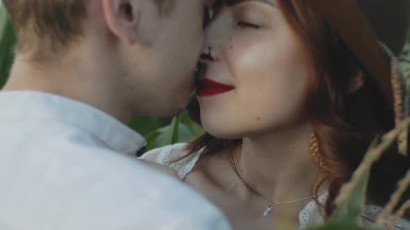 Beautiful Couple in the Corn Field