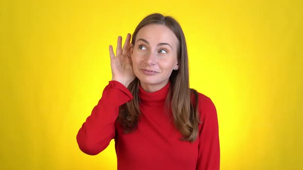 Fun Woman Isolated on Yellow Wall Background Studio