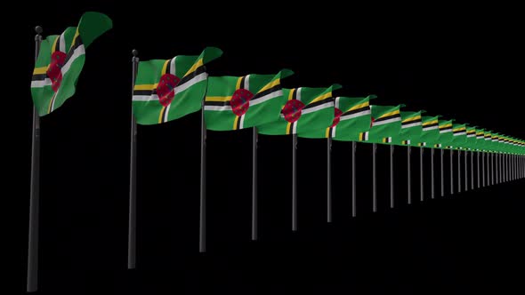 Row Of Dominica Flags With Alpha 2K
