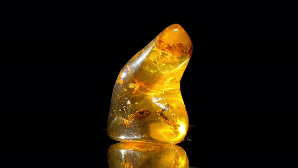 Shiny Transparent Amber with Yellowish Light Reflections