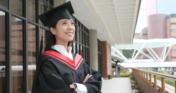 Happy woman get graduation in university