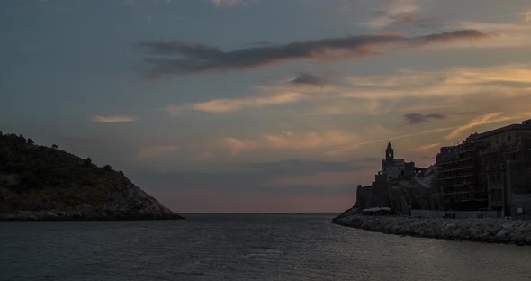 Evening to night timelapse in Porto Venere at dusk