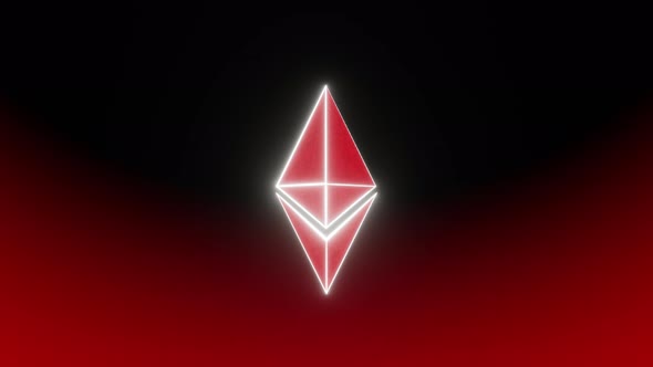 Red Signal Of Rotated Ethereum Indicator In Crypto Winter Vj Loop 4K