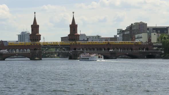 Berlin City - Spree River - Ship, Bridge, Train