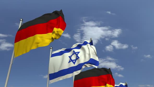 Flags of Israel and Germany at International Meeting