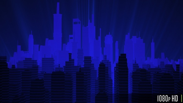 Silhouette of City Nightlife Skyline