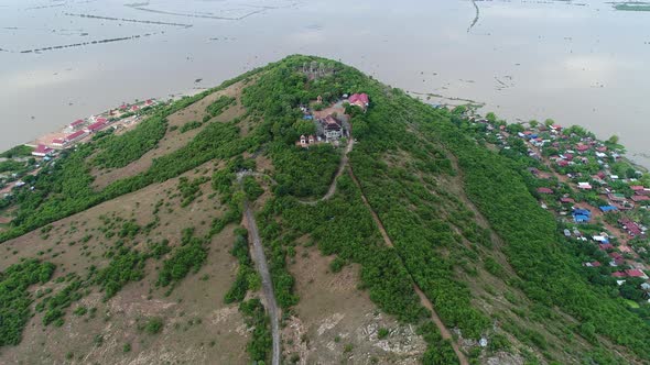 Farming and fishing village near Siem Reap in Cambodia seen from the sky