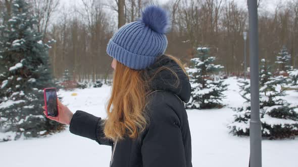 Woman Filming Selfie On The Phone