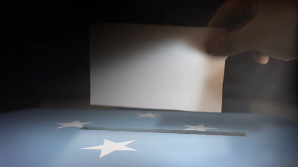 Digital Composite Hand Voting To National Flag OF Micronesia Federated States 