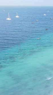 Vertical Video of the Ocean Near the Coast of Zanzibar Tanzania