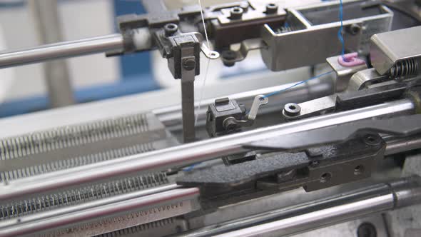 Industrial Sewing Machine at Glove Factory  Closeup Video