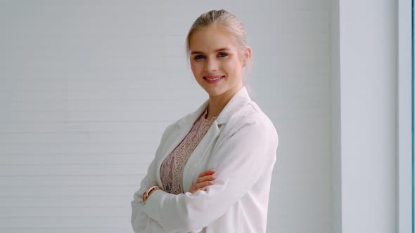 Attractive Young Woman Profile Portrait in Office