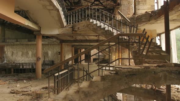 Old Staircase In Abandoned Building