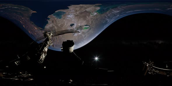 Timelapse ISS in Virtual Reality 360 Degree Video. International Space Station alt