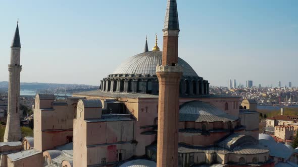 Istanbul City Sea And Hagia Sophia, Quarantine Aerial View 