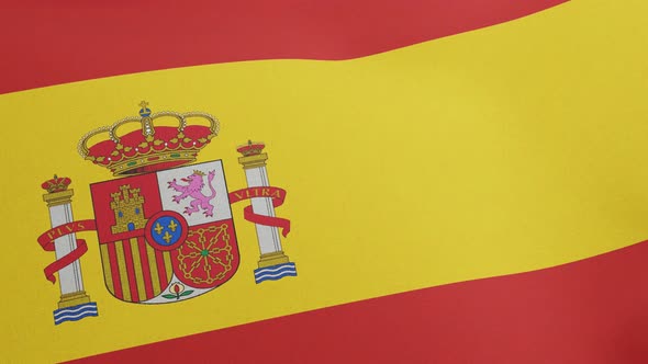 National Flag of Spain Waving Original Size and Colors 3D Render Spain Flag or Bandera De Espana