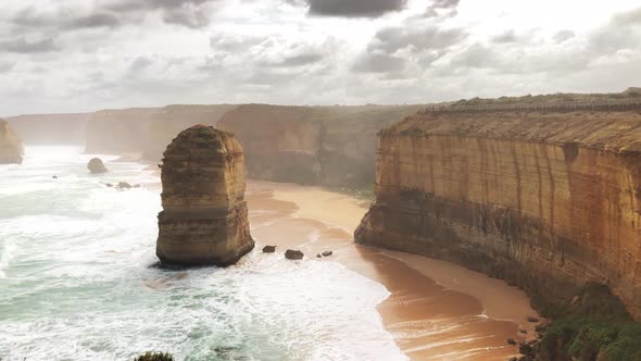 Aerial View of Twelve Apostles at Sunset