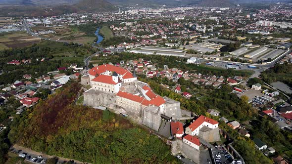 Aerial View of Palanok Castle in Ukraine