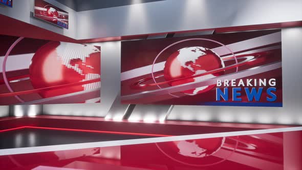 3D Rendering Virtual TV Studio News Backdrop For TV Shows
