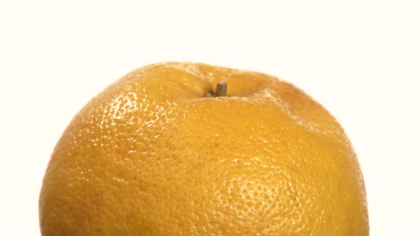 Ripe Orange Isolated on White, Close Up, Rotation