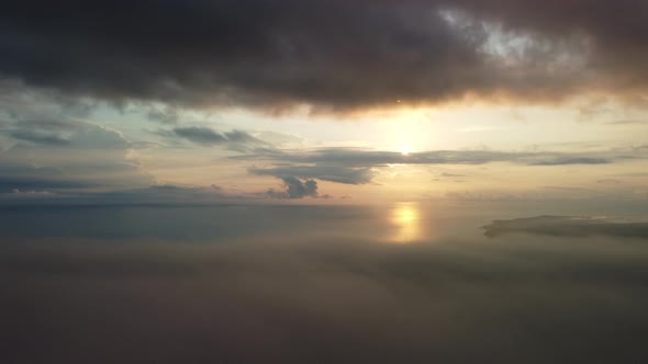 Abstract Aerial Nature Summer Ocean Sunset Sea and Sky Background