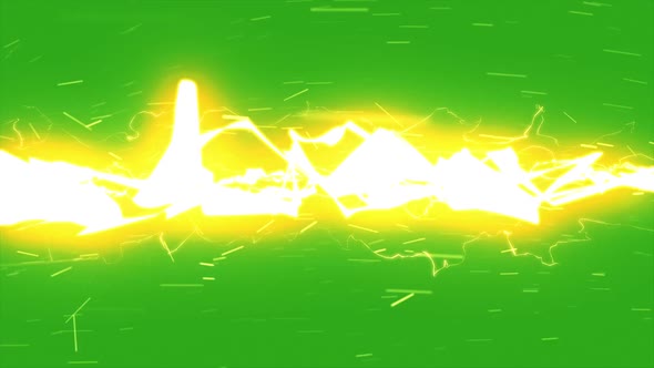 Lightning strikes green screen background / Loop animation