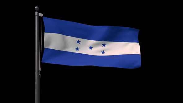 Honduras Flag On Flagpole With Alpha Channel 4K