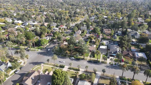 Aerial View Above Pasadena Neighborhood Los Angeles California