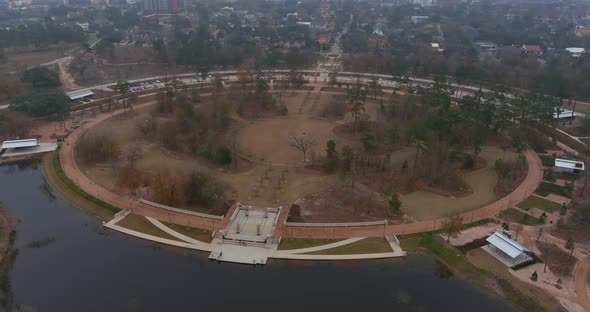 Aerial view of the Memorial Conservancy Park in Houston, Texas