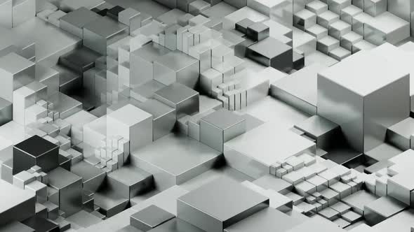 Cube wave background. Isometric view on white cubes. Loop animation.