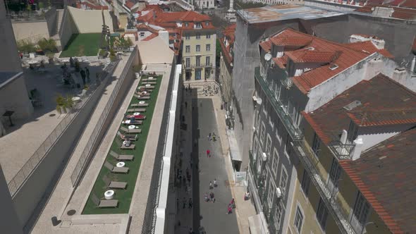 Looking at Lisbon street from Santa Justa Lift