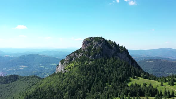 Aerial view of the top of Maly Rozsutec in the village of Terchova in Slovakia