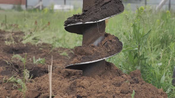 Drilling Rig Machine Drills Ground. Holes Boring for Piles when Building a House