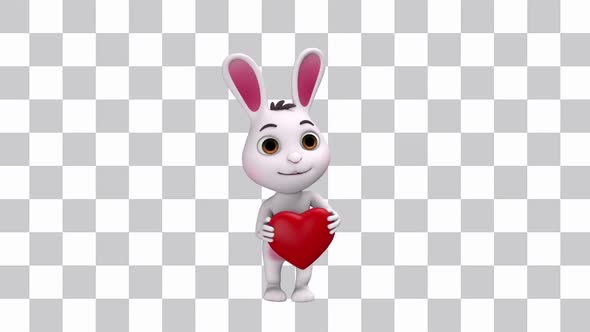 Rabbit With Red Heart Loop