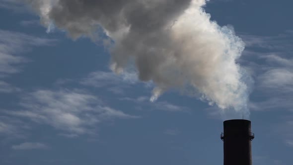 Smoke Comes From the Chimney. Air Pollution. Slow Motion. Ecology. Kyiv. Ukraine