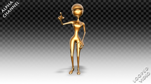 3D Gold Woman - Cartoon Pop Dance