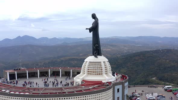 Aerial: Cristo Rey, wonders, Guanajuato Mexico, drone view