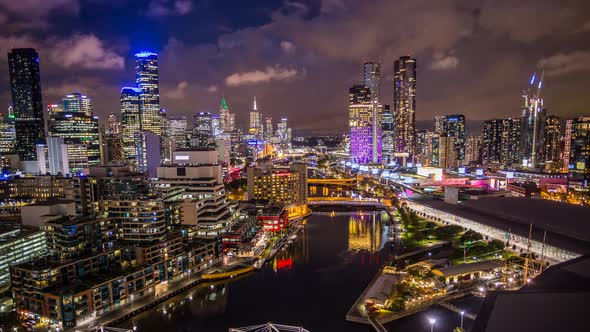 Best view of Melbourne City Australia overlooking at Yarra River all the high ride buildings Rialto