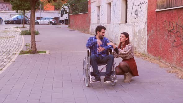 crisis, doubts - woman expresses her doubts to her disabled boyfriend